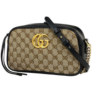 Gucci GG Marmont Chain Shoulder Bag, Double G, Crossbody Canvas, Brown, 447632